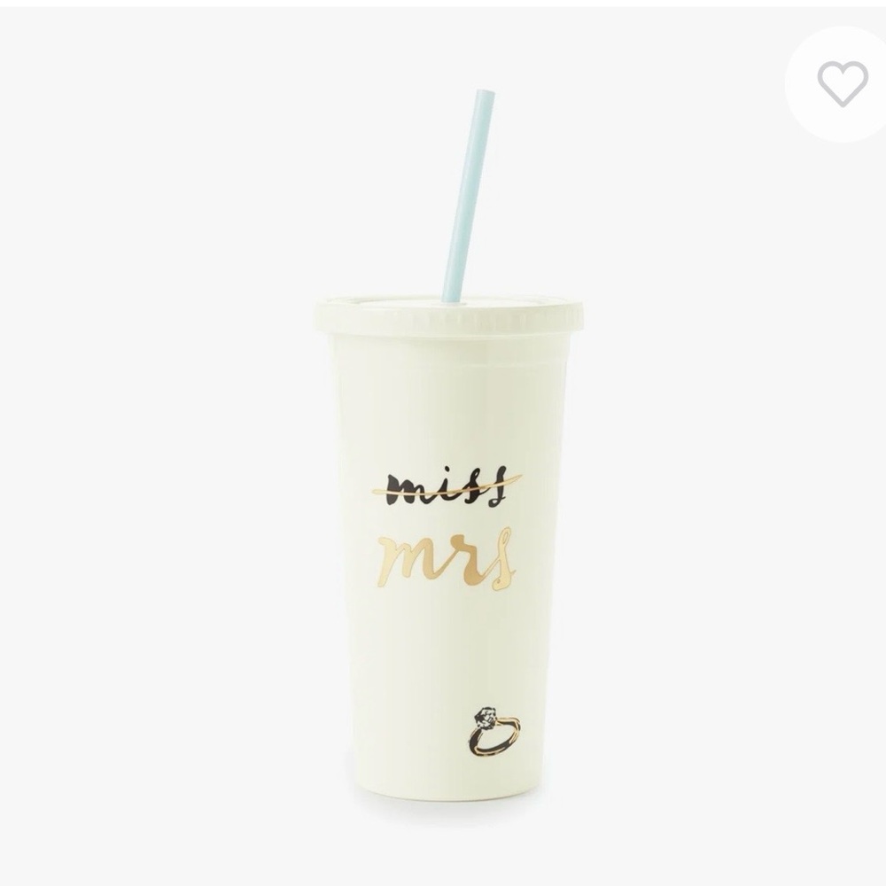 kate spade Cream Tumbler with Gold and Black Details